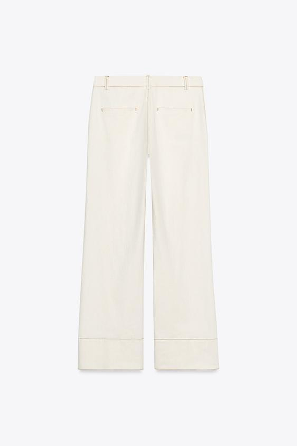 ZARA БРЮКИ BOOTCUT С ОТДЕЛОЧНОЙ СТРОЧКОЙ, ЭКРЮ