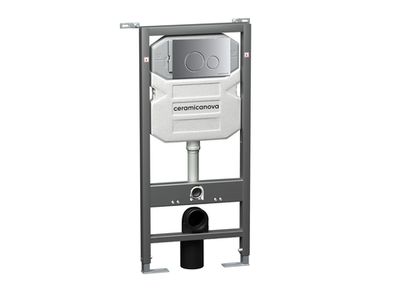 Система инсталляции для унитазов CERAMICANOVA Envision с кнопкой смыва Round цвет хром матовый и креплениями, арт. CN1001M