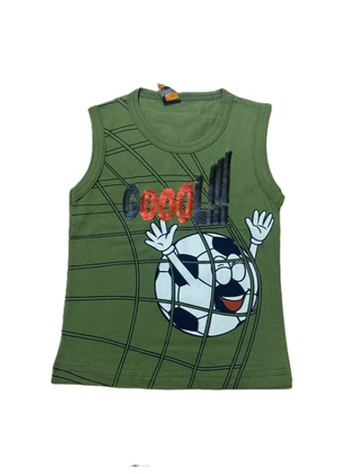 Майка на мальчика произ-во Турция из 100% хлопка зеленая с пайетками на рост 86 см