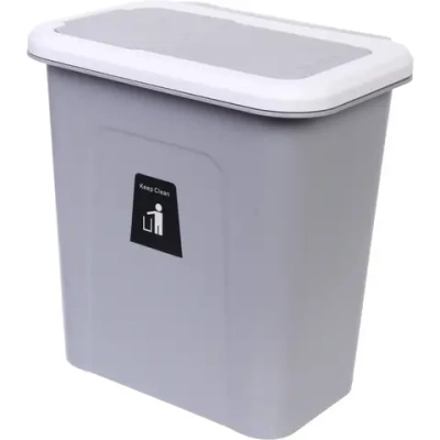 Корзина для мусора подвесная 27х19х28 серая с крышкой