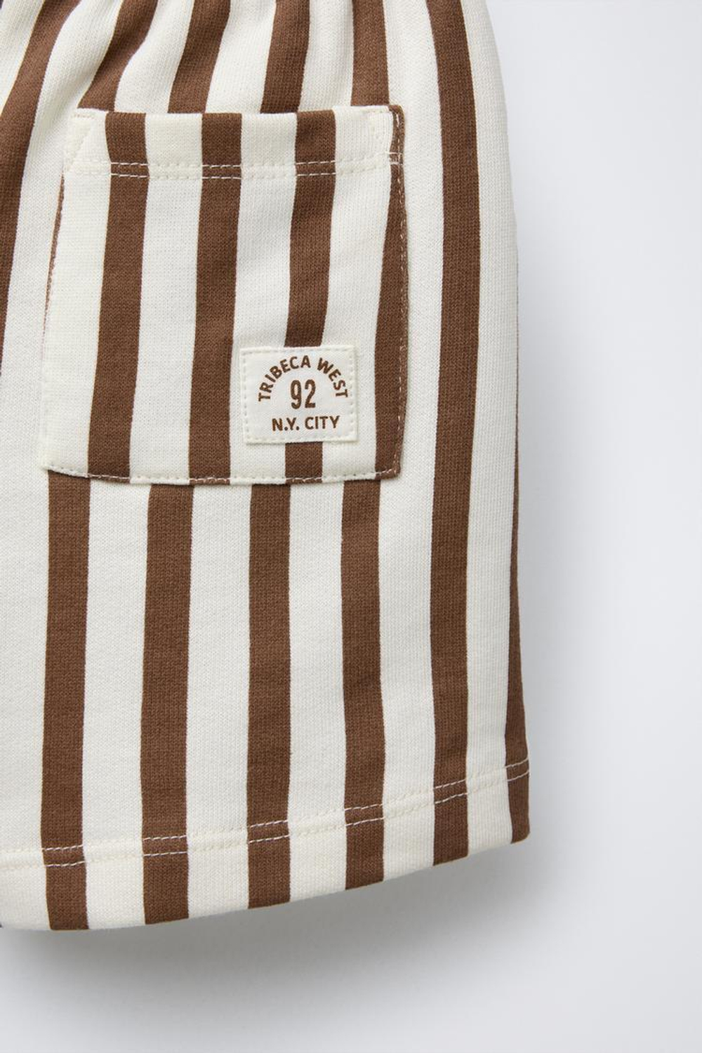 ZARA ШОРТЫ ИЗ МЯГКОГО ДЖЕРСИ В ПОЛОСКУ, СВЕТЛО-КОРИЧНЕВЫЙ