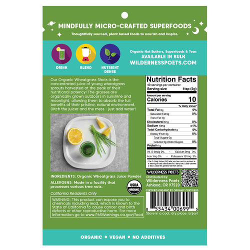 Wilderness Poets, Органический порошок сока ростков пшеницы, 3,5 унции (99 г)