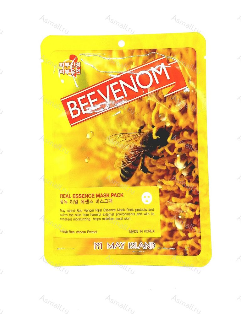 Маска тканевая с пчелиным молочком Real Essense Bee Venom Mask Pack, MAYISLAND, Корея, 25 мл.