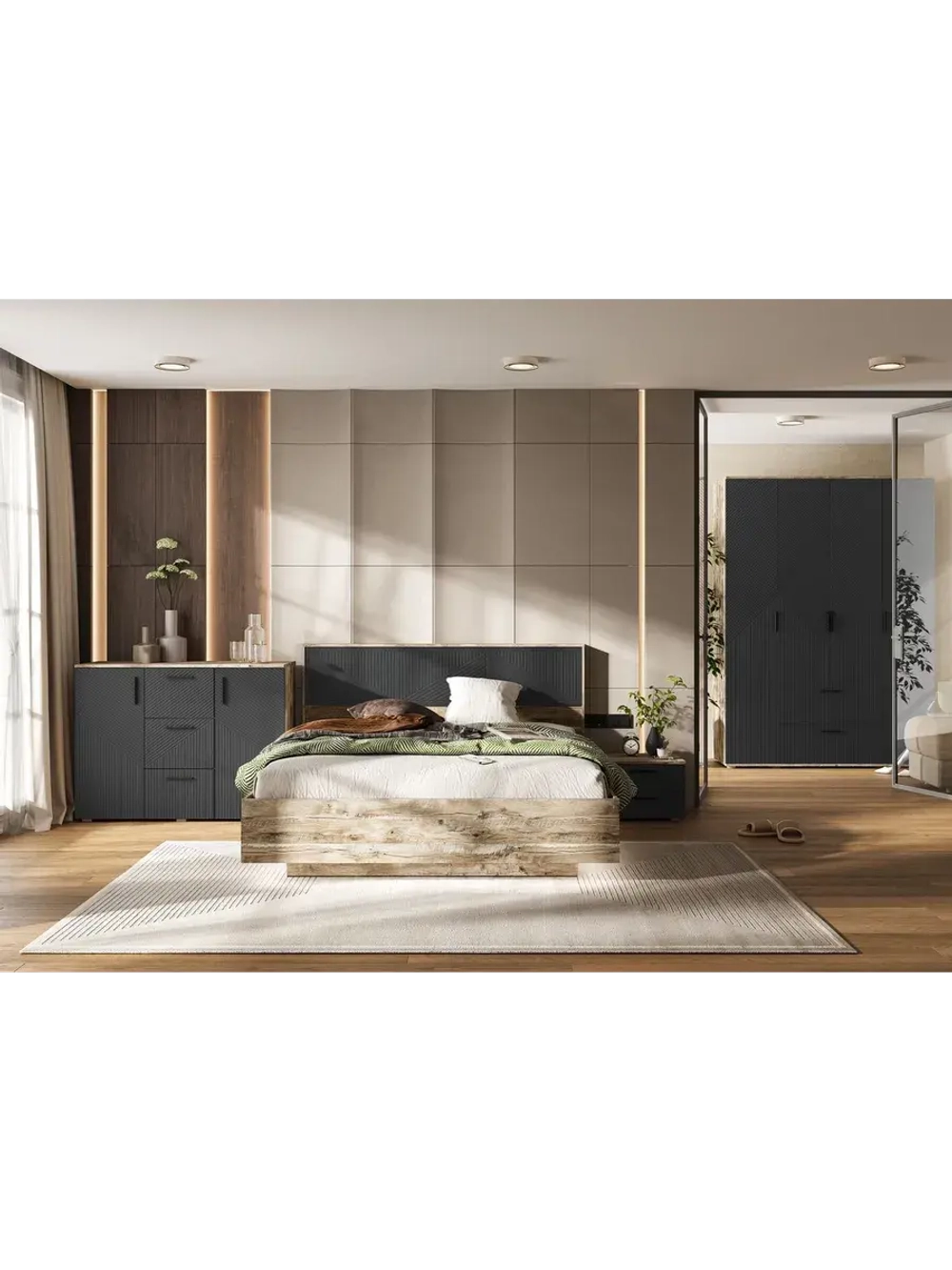 Комод для одежды Браш Графит 3 ящика, 120х45х91 см