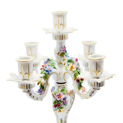 Фарфоровый канделябр на пять свечей. Потшаппель (Potschappel), Дрезден, Германия. Нач. ХХ века.
