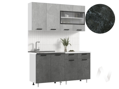 Кухня Рио NEW ЛДСП 1;6м (белый/бетон светлый; бетон темный/кастилло темный)
