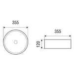 Раковина-чаша Azario 355х355х120 накладная, круглая, белый глянец/черн. ок. (AZ-3134-BE) 145258