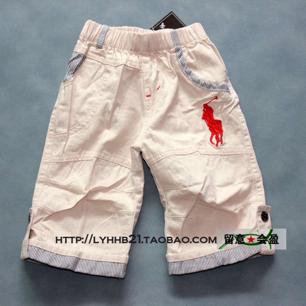 Шорты детские однотонные с вышивкой в виде логотипа