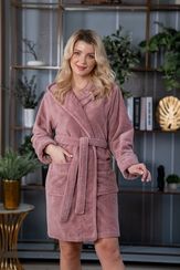 Халат женский с капюшоном 6915 пудра Nusa Турция