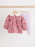 Платье и легинсы в комплекте для девочек Next B70-500, Розовый, Светло-фиолетовый