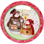 Подставка под горячее керамика 20см «Снеговики волшебники»