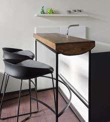 Барный стул Wally 76 см, черный с серым сиденьем