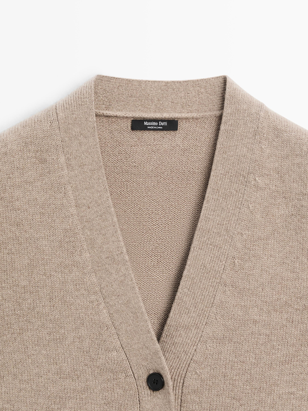 Massimo Dutti Вязаный жилет из шерстяной смеси с V-образным вырезом, норка