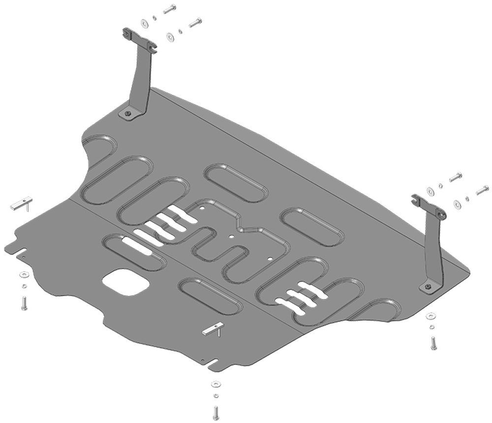 Защита картера двигателя, КПП. 2 мм, Сталь. для KIA K3 2022-н.в., Motodor.71007