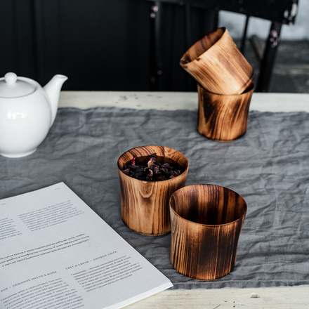 Набор деревянных стаканов из древесины кедра для напитков NC35