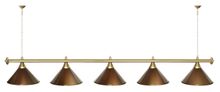 Лампа STARTBILLIARDS 5 пл. (плафоны антик медь,штанга коричневая,фурнитура золото)