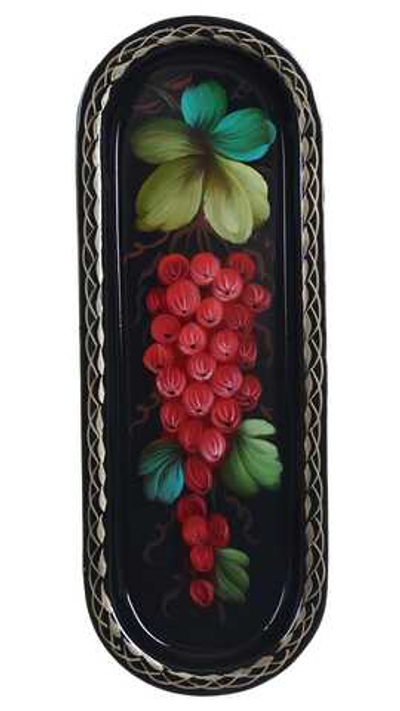 Жостовский поднос декоративный, размер 21х8 см (A4), металлический