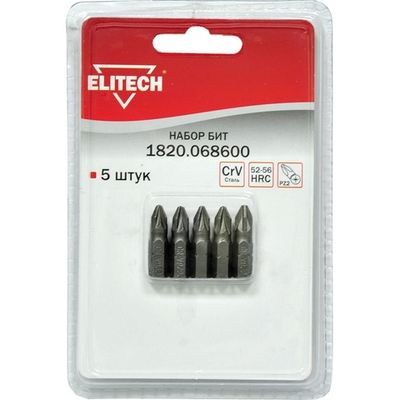 Набор бит ELITECH PZ2*25мм  5 предметов   1820.068600