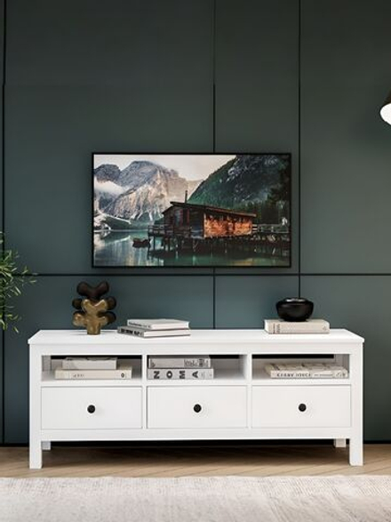 IKEA ТВ-тумба HEMNES, белый/светло-коричневый, 148*57*46, КЫМОР (ИКЕА ХЕМНЭС)