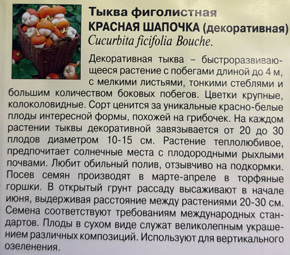 Тыква дек. Красная шапочка 3 шт СМТК-34