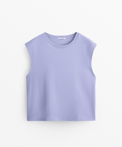 Oysho Топ без рукавов из смесового хлопка, лавандовый