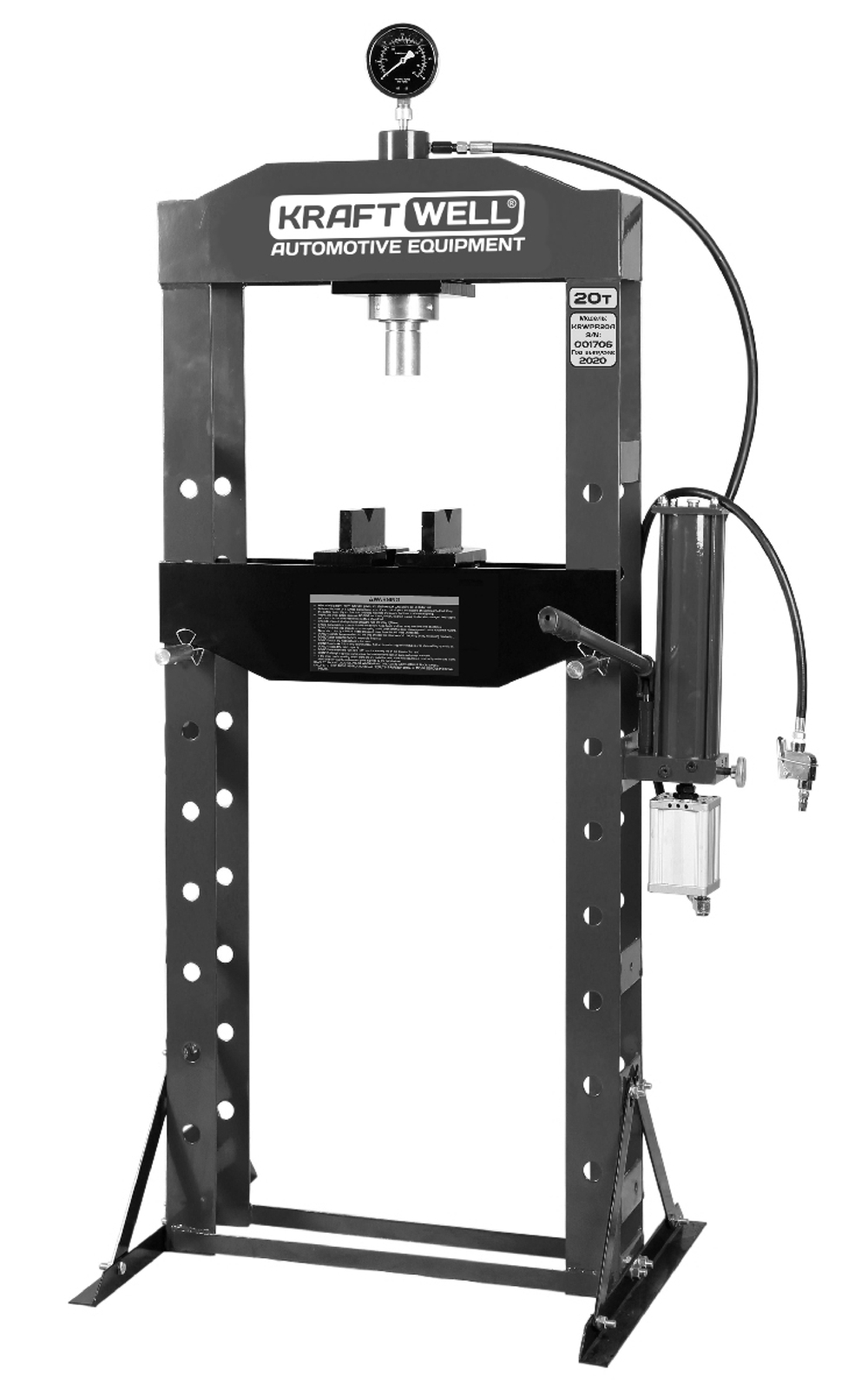 KraftWell KRWPR20A Пресс 20 т. сварная рама с ручным и пневматическим приводом
