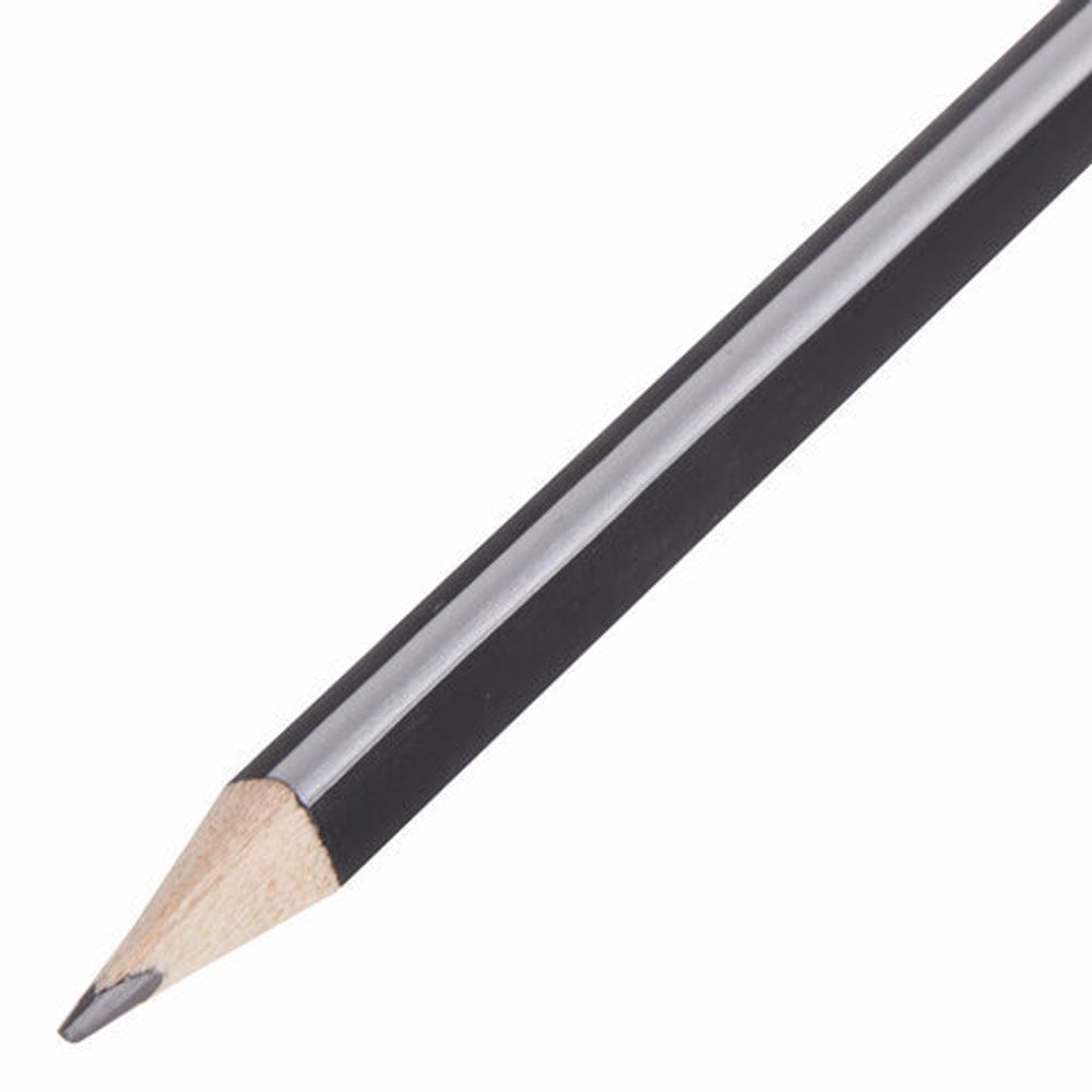 Карандаш чернографитный BRAUBERG, 1 шт., "Alderida", НВ, трехгранный, с резинкой, корпус черный, заточенный, 180610