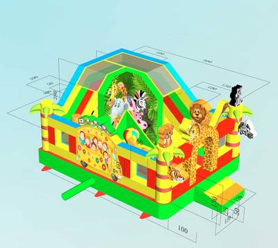 Коммерческий надувной батут "Сафари-экскурсия", с горкой 5*4*2,8 м