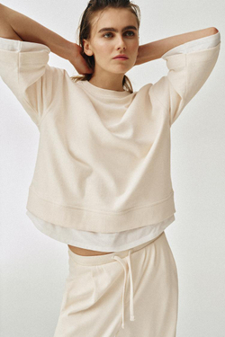 ZARA КОМБИНИРОВАННАЯ ТОЛСТОВКА С ДЛИННЫМИ РУКАВАМИ, ЭКРЮ