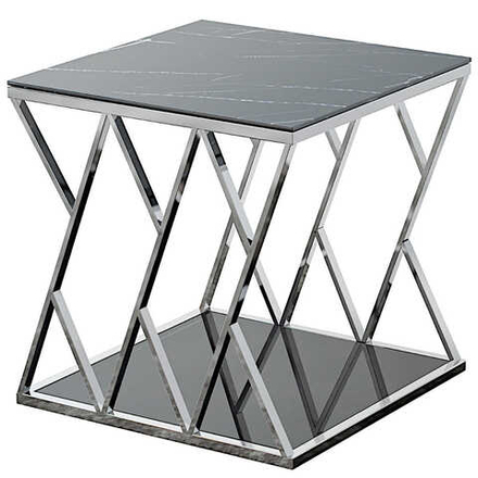 Столик журнальный LA ALTA TALISMAN тонированное стекло 55*55*55, каркас серебро