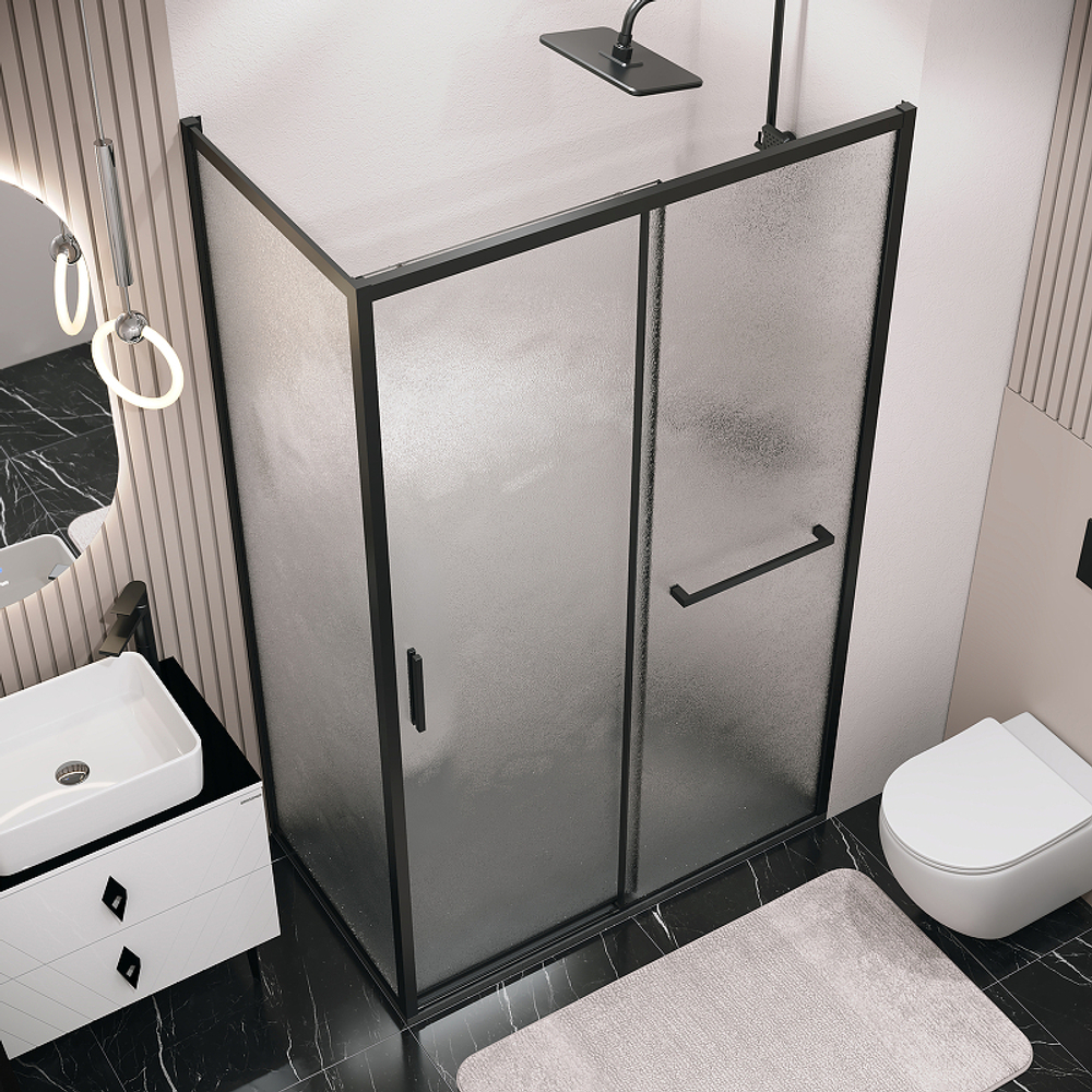 Душевой уголок Grossman Style 130х80 120.K33.05.1380.21.02 профиль Черный матовый стекло шиншилла