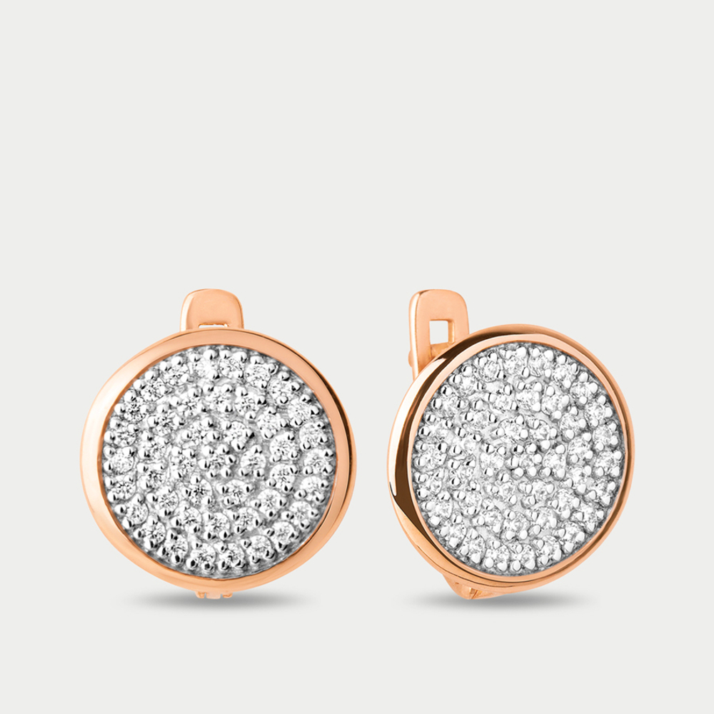 Серьги женские из розового золота 585 пробы с фианитами (арт. 016452-1102)