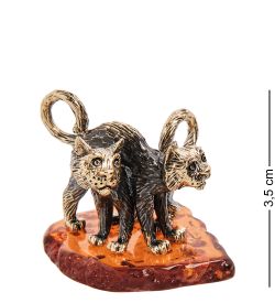 Народные промыслы AM-3107 Фигурка «Коты парочка Твикс» (латунь, янтарь)