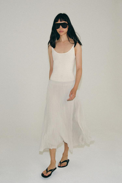 ZARA ПЛИССИРОВАННАЯ ЮБКА МИДИ — ZW COLLECTION, СВЕТЛО-СЕРЫЙ