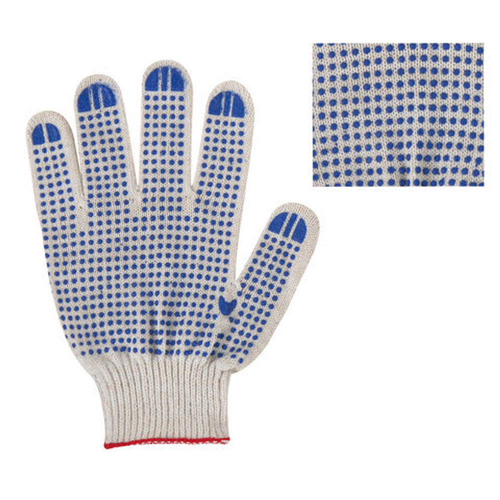 Перчатки хлопчатобумажные, КОМПЛЕКТ 100 пар, 10 класс, 40-42 г, 116 текс, ПВХ-точка, LAIMA ЛЮКС, БЕЛЫЕ