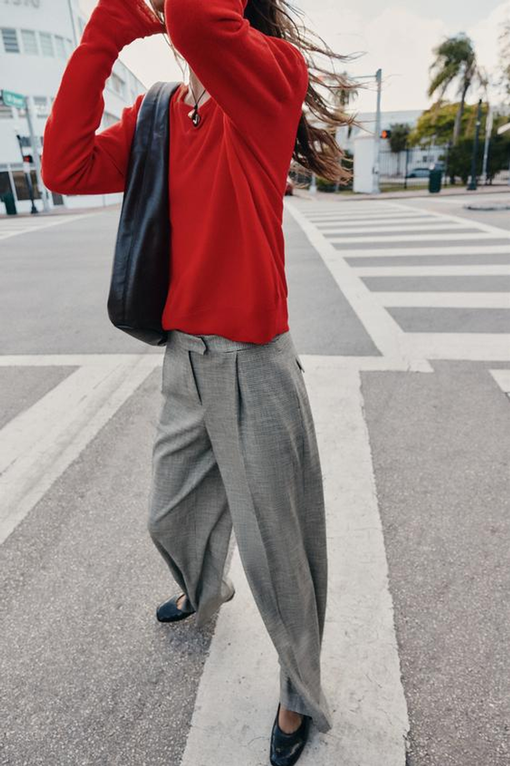 ZARA ШИРОКИЕ БРЮКИ «ГУСИНАЯ ЛАПКА», ЧЕРНЫЙ/ЭКРЮ