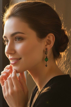 Серьги Завиток и нефрит