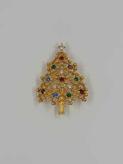 Брошь Ель с кристаллами