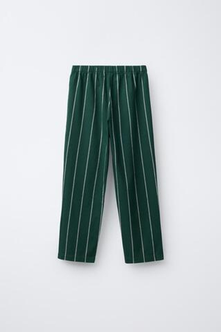 ZARA КОМБИНИРОВАННАЯ ПИЖАМА В ПОЛОСКУ, ЗЕЛЕНЫЙ