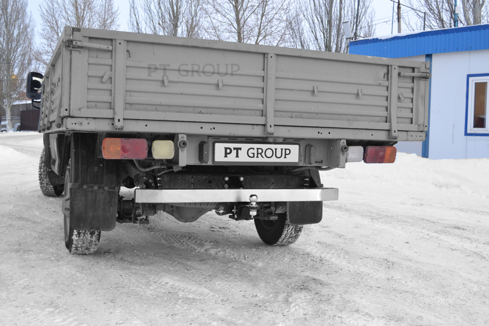Фаркоп PT GROUP /съемный квадрат/ с нержавеющей накладкой для УАЗ пикап 2008-/УАЗ Профи 2017- (паспорт и сертификат в комплекте)(без электрики) арт.UPK-08-991124.00