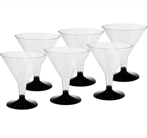 Бокал прозрачный для мартини 100мл (низкая черная ножка) 6шт/упак, 40упак/кор