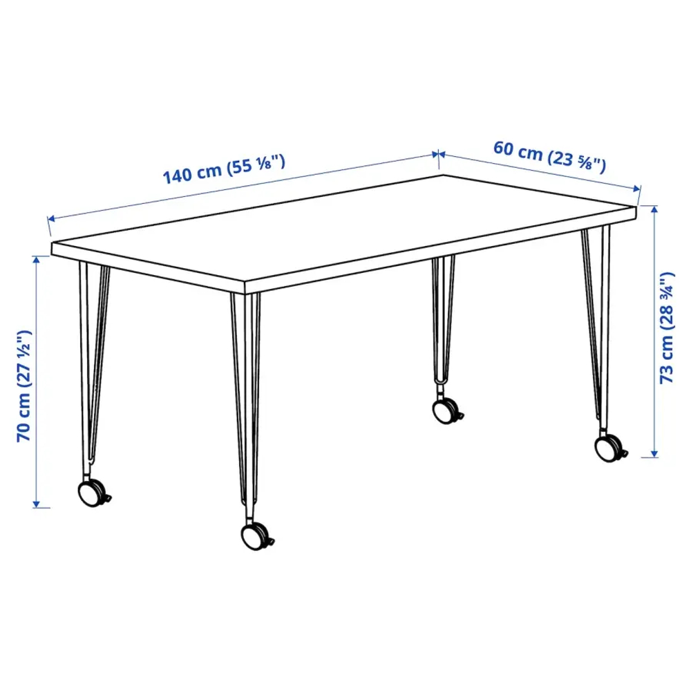 Письменный стол - IKEA LAGKAPTEN/KRILLE, 140х60 см, антрацит/белый, ЛАГКАПТЕН/КРИЛЛЕ ИКЕА