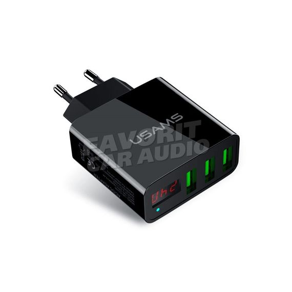 СЗУ 3USB Usams US-CC035 3000mA пластик дисплей чёрный