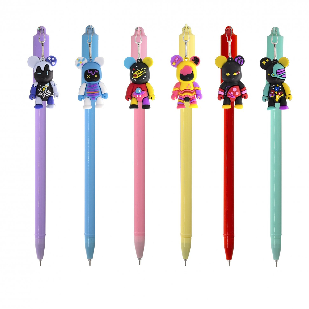 Ручка гелевая Alingar, "Крутой мышь", 0,5 мм, черная, с брелком, круглый, цветной, пластиковый корпус, картонная упаковка