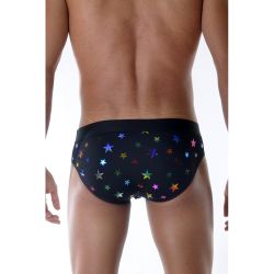 Мужские трусы слипы черные с разноцветными блестками Don Moris DM111823