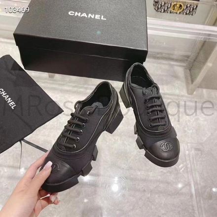 Женские кеды лоферы Chanel (Шанель) черного цвета люкс класса