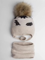 Шапка зимняя для мальчика на завязках и снуд