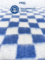 Одеяло байковое (80% хлопка) клетка синяя