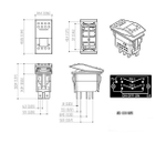 Переключатель трехпозиционный ON-OFF-ON 12В/20А 7Р с подсветкой