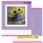 Тетрадь 36 л., А5, линия, Alingar "Яркие букеты", скрепка, второй блок 60г/м2, мелованный картон (стандарт), 4 дизайна в пленке т/у